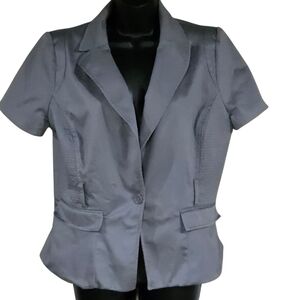 Worthington Women's Gray Short Sleeve One Button Y2K Jacket Blazer Size L